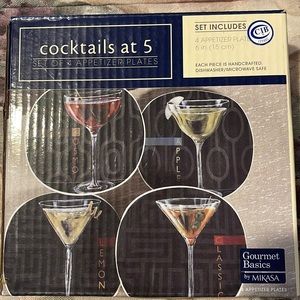 NEW Mikasa Gourmet Basics Appetizer Plates Set of 4 Cocktails at 5